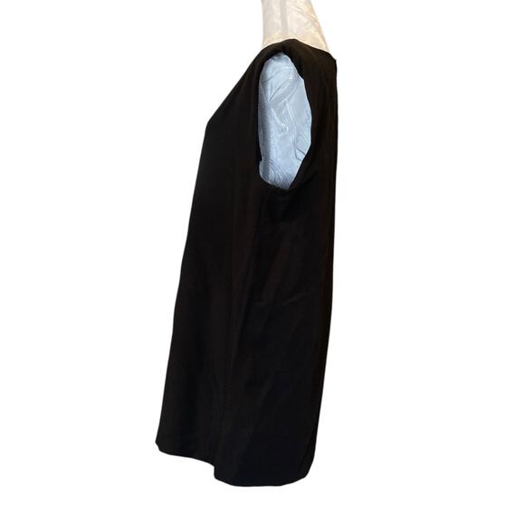 Zara Black Polyester Stretch Cap Sleeve Shift Boxy Mini Dress Size Large LBD - Picture 7 of 16